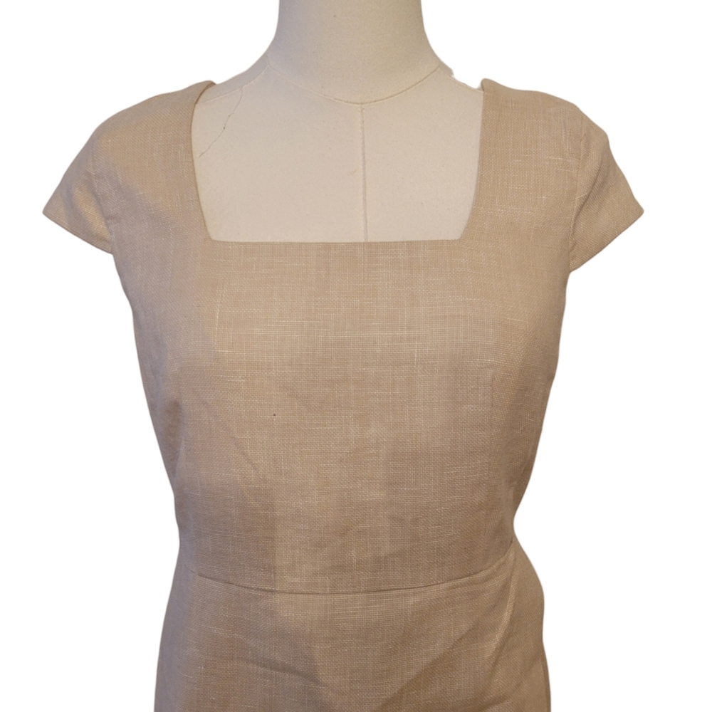 NWT Ann Taylor Khaki‎ Tan Sleeveless Sheath Dress Size 2 Petite - Picture 3 of 6